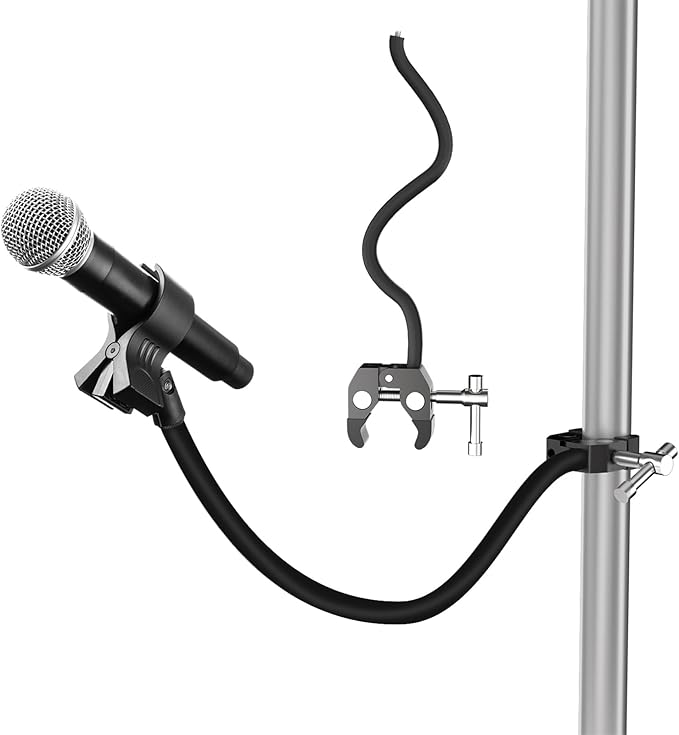Gooseneck Microphone Stand, 19.69" Flexible Adjustable Arm Super Crab Clamp Mic by Mippko