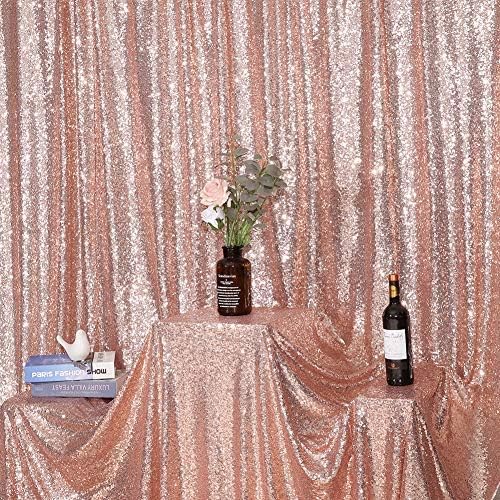 Eternal Beauty Rose Gold Sequin Backdrop, 6x6 Ft Glitter Background Curtains - Image 7