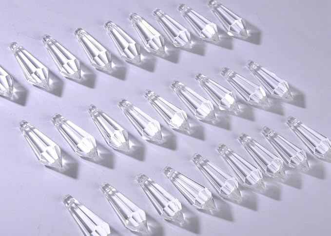H&D 50pcs 38mm Crystal Icicle Pendant Chandelier Prisms Drops Lamp Candle by HDHYALINEDORA