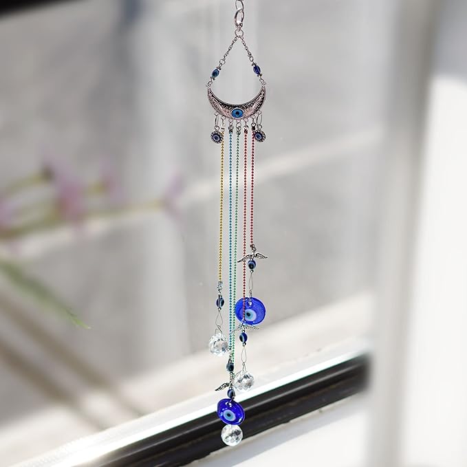 20inch Blue Evil Eye Hanging Crystals Suncatcher Ornament - Image 7