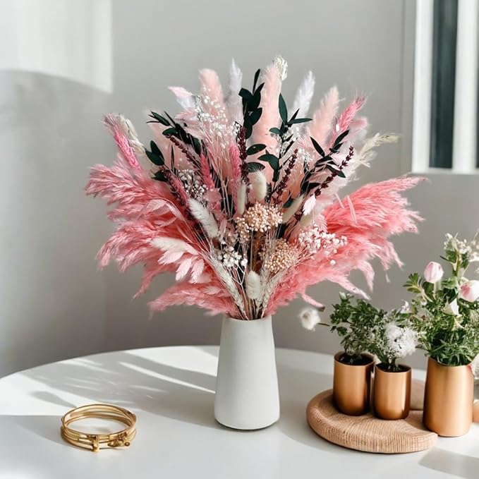 Pink Pampas Grass Dried Flowers Bouquet - Image 7