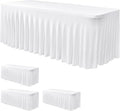 Nasitos White Table Skirt for 8 Foot Rectangle Tables, 4 Pack by Nasitoshomedecor