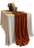 Luxurious Velvet Table Runner, Terracotta 120 Inches Wedding Table Runners by BTFHOME