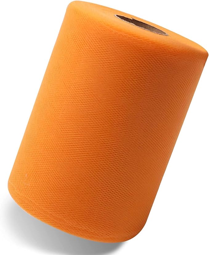 Orange Tulle Fabric Roll 6 Inch X 300 FT Matte Tulle Ribbon Netting Mesh Spool - Image 3