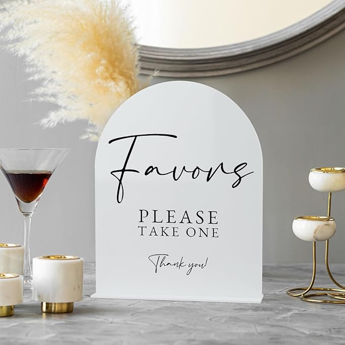 White Arch Acrylic Wedding Sign- 8"x10" Favors Sign and Base, 1/8" Thick | - Image 5