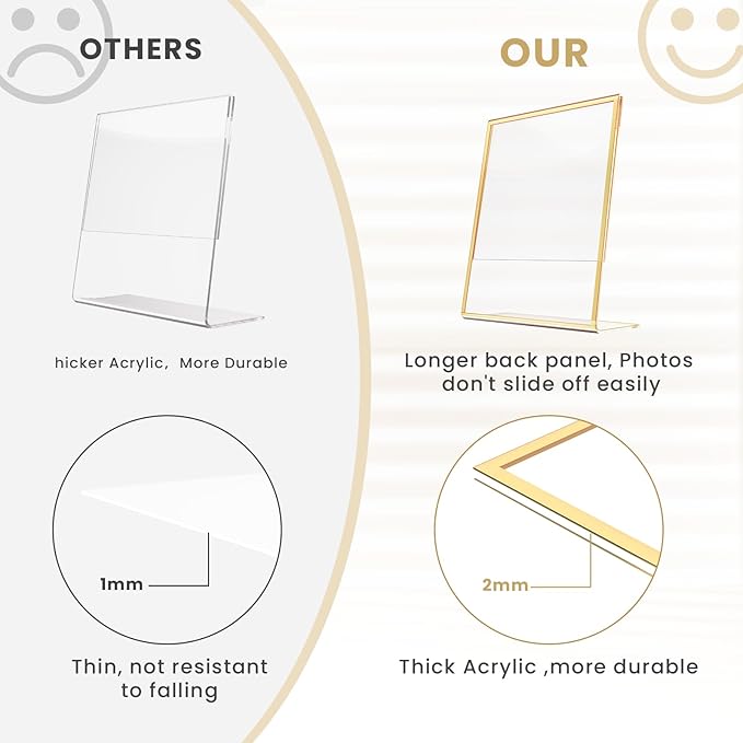Acrylic Gold Frames 8 x10, Slanted Back Gold Picture Frames Table Acrylic Sign - Image 4