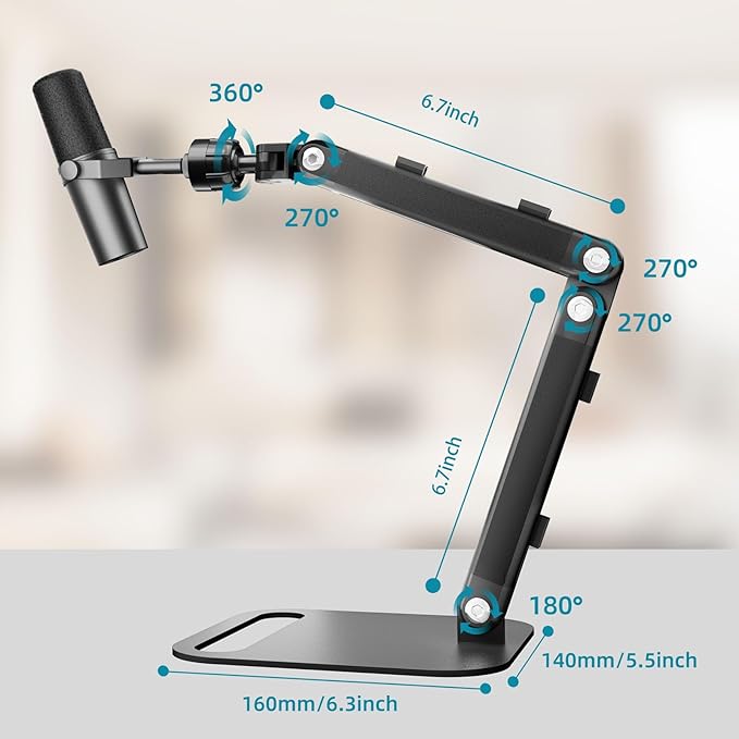 Adjustable Desktop Microphone Stand, Microphone Arm Mic Stand - Image 5