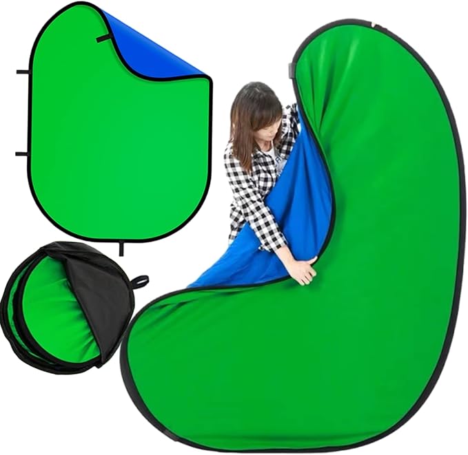 Blue Green Screen Backdrop Double Sided Collapsible Greenscreen Backdrop by BiZiSOFON