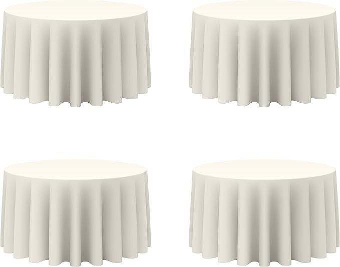 BRILLMAX 4 Pack Ivory Round Tablecloths 120 Inch by BRILLMAX