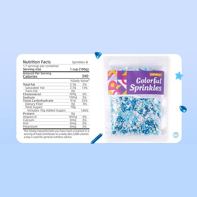 Blue Sprinkles for Cake Decorating 7ounce - Image 2