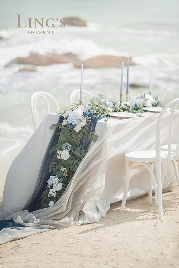Ling's Moment Flower Garland - 6FT Eucalyptus & Rose - Sweetheart Table Decor - Image 4