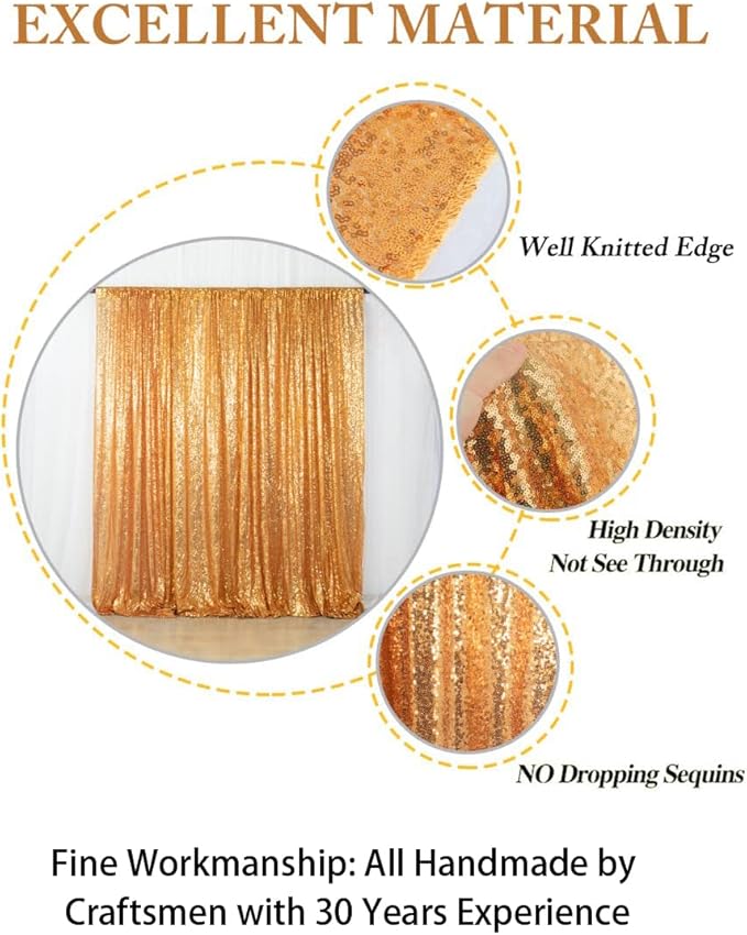 ShiDianYi 20FTX10FT Gold Sequin Photo Backdrop, Select Your Size, Wedding Photo - Image 2