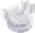 NOCCUR 175pcs Silver Plastic Plates by NOCCUR