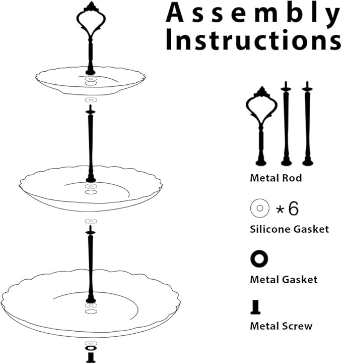 Sweejar 3 Tier Ceramic Cake Stand Wedding, Dessert Cupcake Stand - Image 4