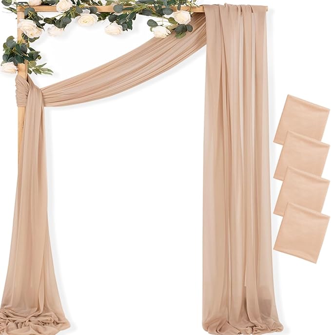 MLMC Nude Wedding Arch Draping Fabric 4 Panels 29" x 20 FT Extra Long Gauze by MLMC