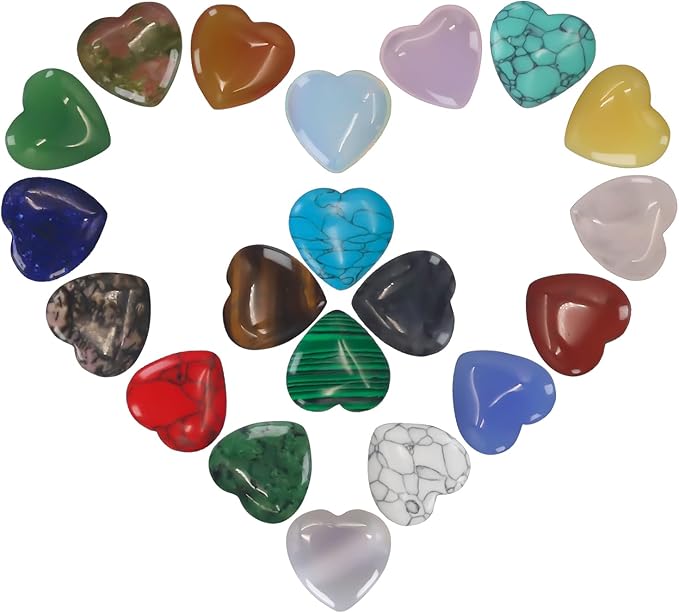 Rose Quartz Crystals, Virekm 20PCS Heart Healing Crystals Amethyst Heart Love by VIREKM