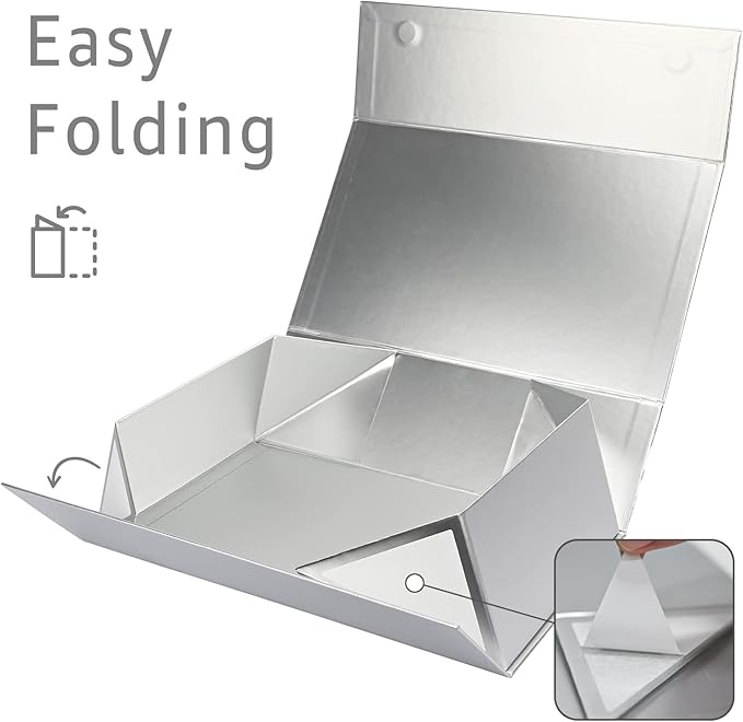 LIFELUM Gift Boxes with Lids, 5 Pack 13.85 x 8.35 x 4.45 inch Silver Gift Boxes - Image 2
