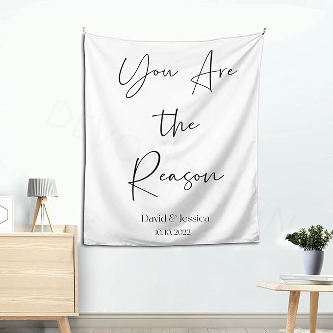 Custom Tapestry with Names and Date, Rustic Backdrop - Image 5