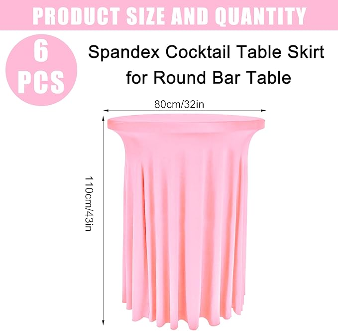 6 Pack Round Cocktail Tablecloth 32"x 43" Spandex Cocktail Table Skirt - Image 3