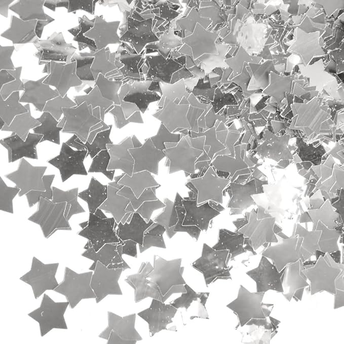 Silver Star Confetti 0.6 inch, Round Silver Foil Confetti, Shiny Silver Confetti by CC+wonderland+zone