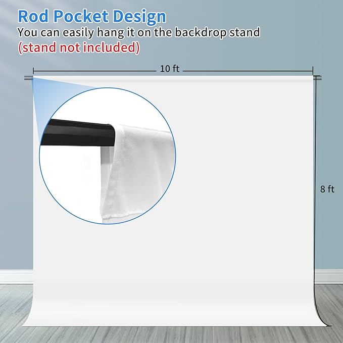 HEMMOTOP White Photography Backdrop, 10x8 ft White Photo Backdrops Background - Image 6