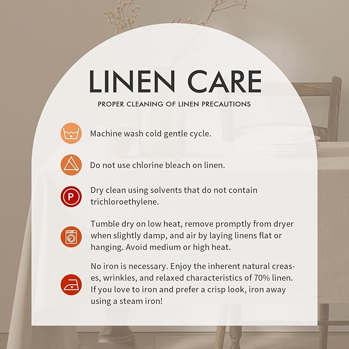 MIULEE Natural Linen Cotton Blend Tablecloth Rectangle, Luxury Waterproof Stain - Image 8