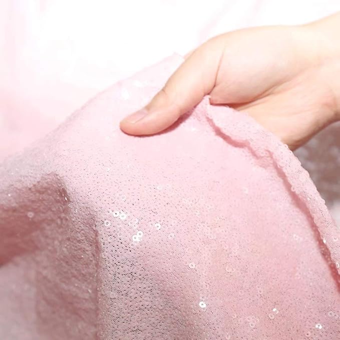 QueenDream Pink Tablecloth 90 x 132 Inch Sequin Tablecloth - Image 4