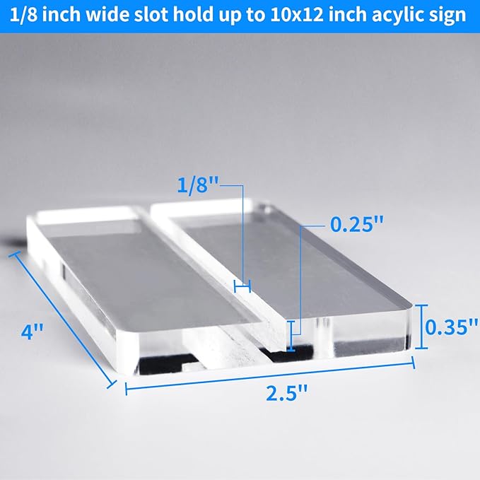 4" Clear Acrylic Sign Stand, 3mm Slots Wedding Table Number Holder, Angular - Image 3