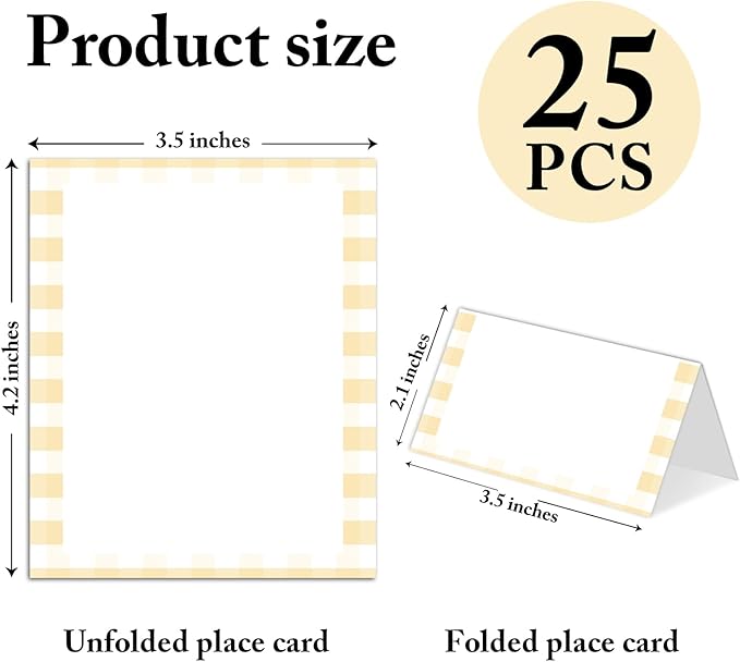 25 Pack Yellow Border Place Cards, Editable Name Cards - Image 2