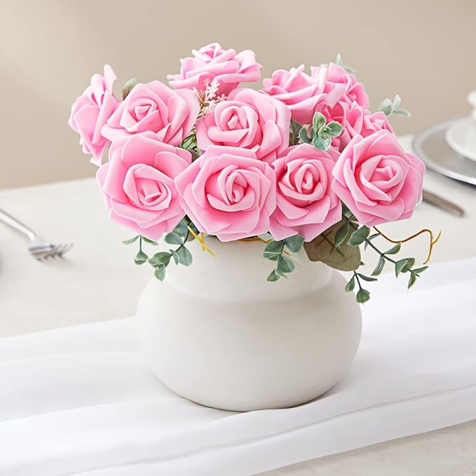 Juvale Pink Roses Artificial Flowers - Image 3