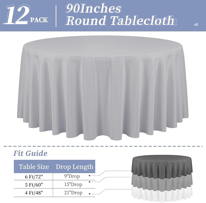 12 Pack Round Tablecloth 90 Inch - Image 2