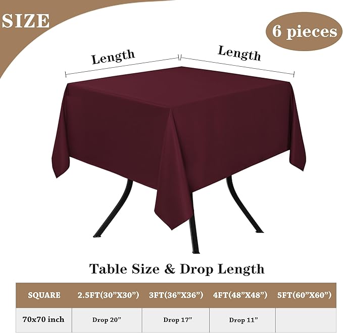 Fitable 6 Pack Square Tablecloths - Image 6