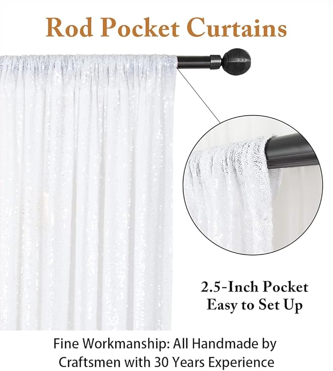ShinyBeauty Sequin Backdrop White 10x10FT Backdrops - Image 3