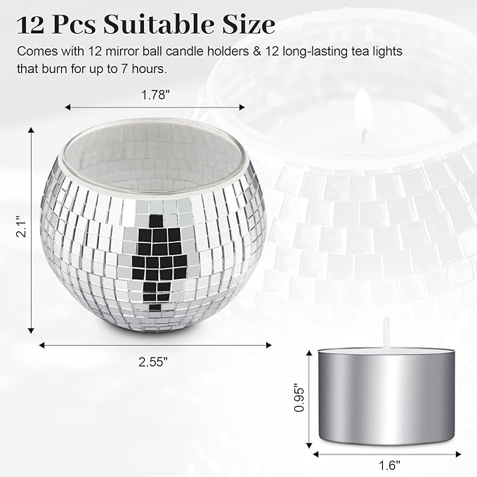 Luditek Disco Ball Candle Holders, Glass Votive - Image 2