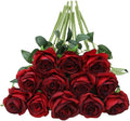 Tifuly 12pcs Red Roses Artificial Flowers, Realistic Long Stem Fake Silk Roses by Tifuly