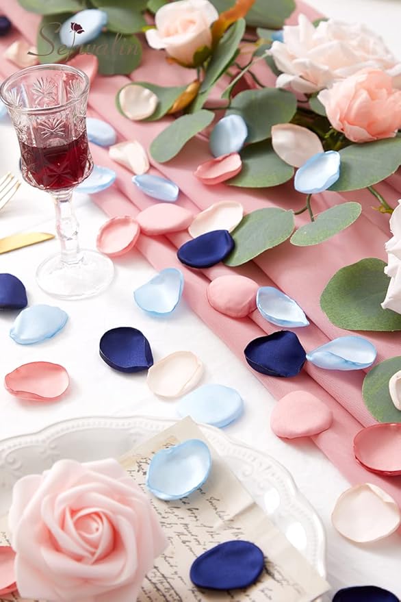 Serwalin 500pcs Silk Rose Petals Artificial Flower Pink Navy Blue - Image 4