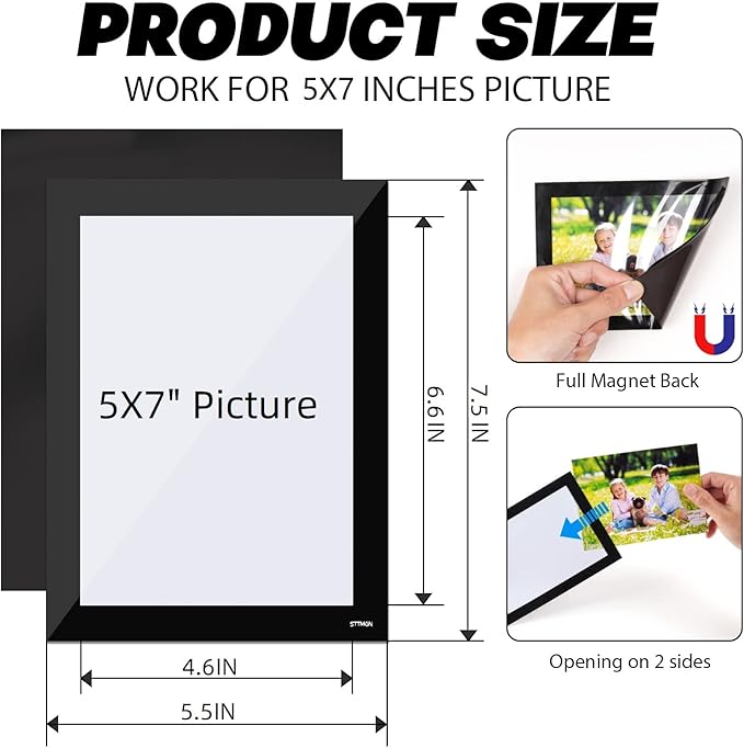 Magnetic Picture Frames 5X7 for Fridge, Magnets Photo Pockets/Sleeves, - Image 2