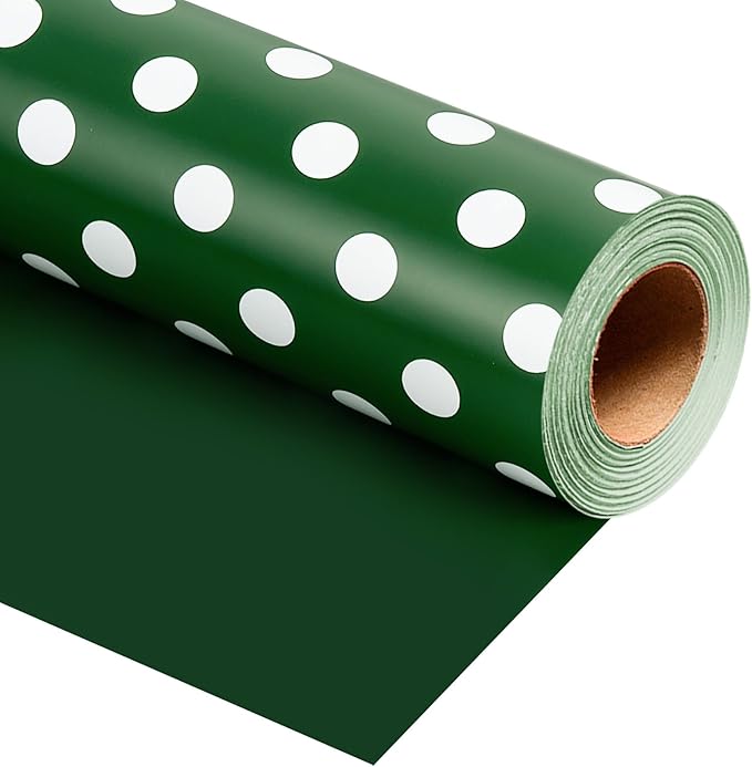 Burymento Green and White Dots Wrapping Paper, Reversible Pink Gift Wrap by BurymentoisaprofessionalwrappingpaperbrandThewrappingpaperismadeofkraftpaperpearlescentmatteglossyglitterbrushedlaserandothermaterialsdouble-sidedprintingbackcuttingandotherdetailsOriginalpatternscarefullymadewrappingpaperbrand