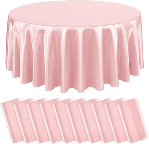10 Packs Satin Tablecloth 120 Inch Rose Gold Round Table Cloth Silk Tablecloth by Lumaycens