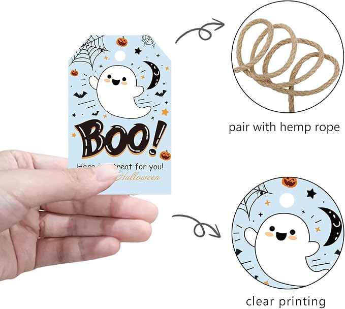 Aukolass 50Pcs Boo Gift Tags, Halloween Treat Tag - Image 3