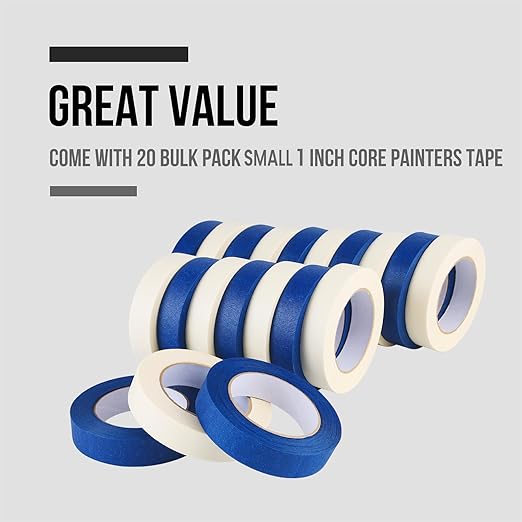 Lichamp White Masking Tape and Blue Painters Tape 1 inch Wide, 20 Variety Pack - Image 5