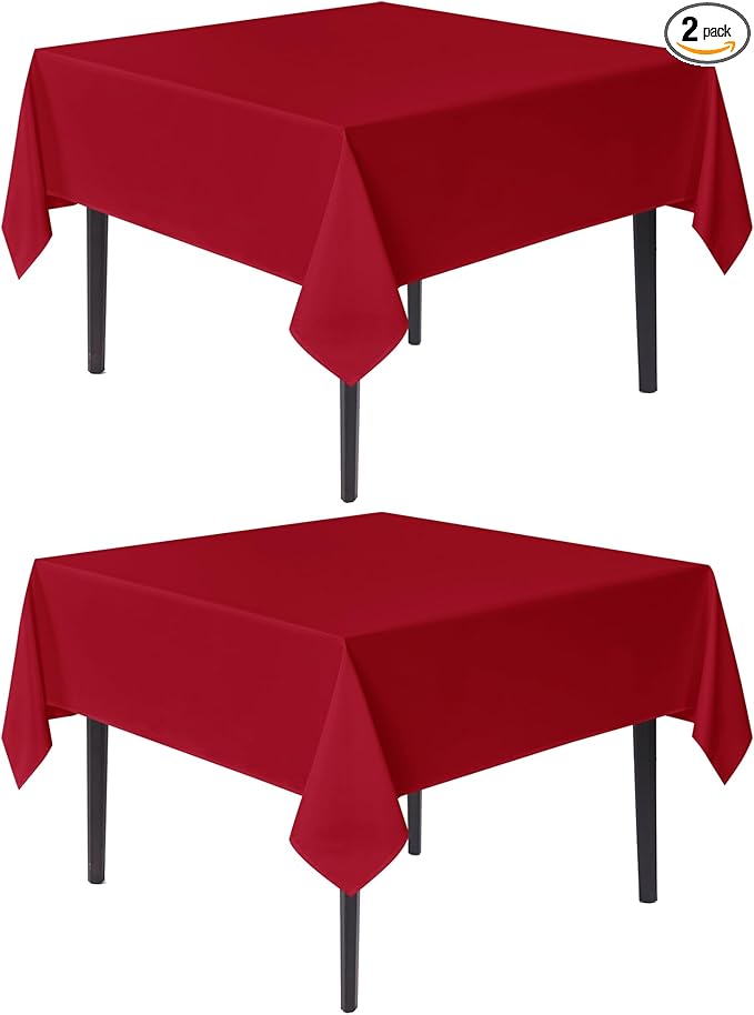 sancua Christmas Red Square Tablecloths 54x54 Inch, 2 Pack by sancua