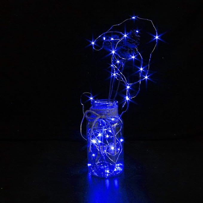CYLAPEX 12 Pack Blue Fairy Lights String Battery Operated Fairy Lights Starry - Image 2