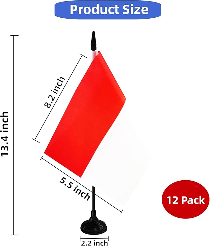 Indonesia Desk Flag, 12 Pack Indonesian Table Office Flag - Image 2