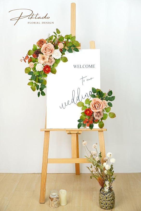 Wedding decor Welcome Sign Flower Backdrop Garland - Image 2