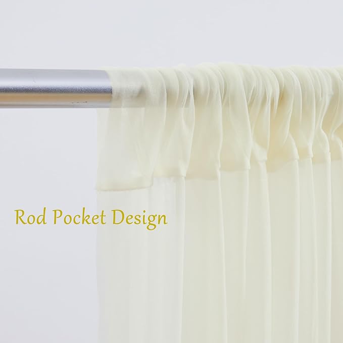20x10 Ivory Tulle Backdrop Curtains - Image 5