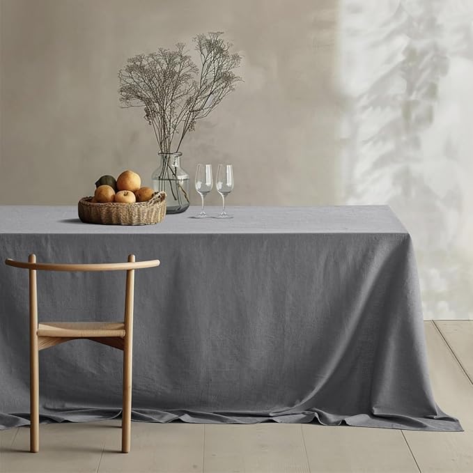 MIULEE Linen Cotton Blend Tablecloth Rectangle, Luxury Waterproof Stain - Image 3