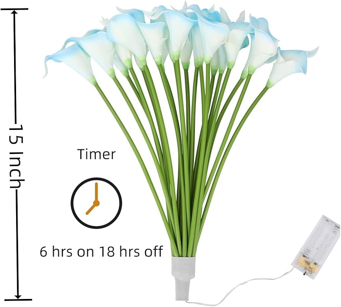20pcs Artificial Calla Lily Bouquet Lamp Faux Floarl Night Light Real Touch - Image 6