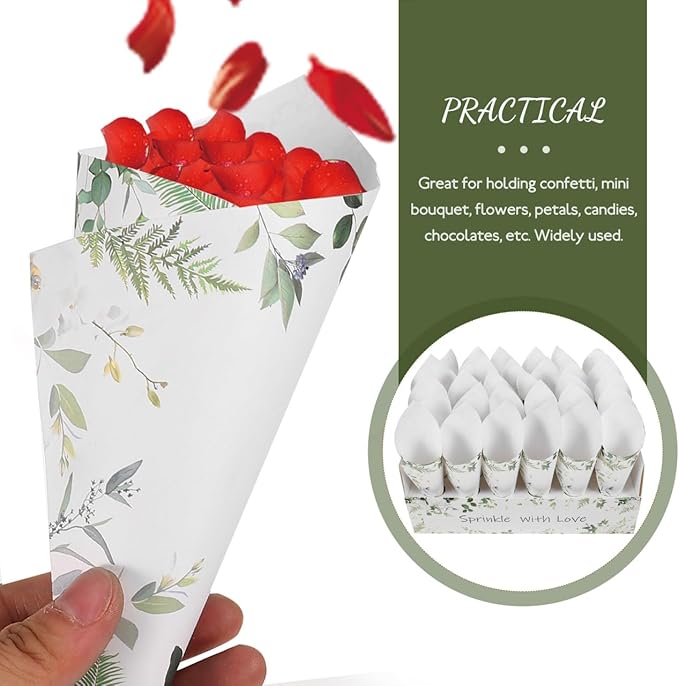CIMAXIC Wedding Confetti Cone Holder Box - Image 8