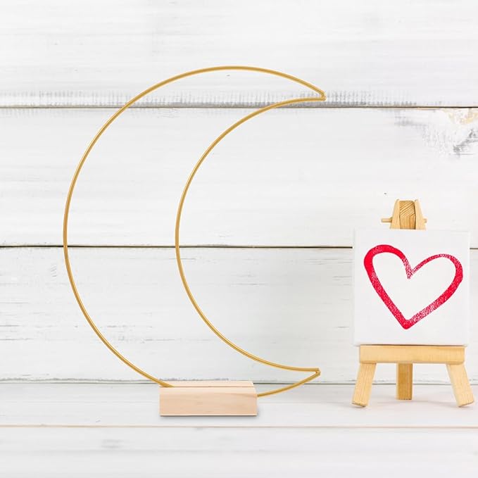 Dining Table Decor 10 Sets Metal Floral Hoop Moon Shaped Metal Wreath Ring Stand - Image 2